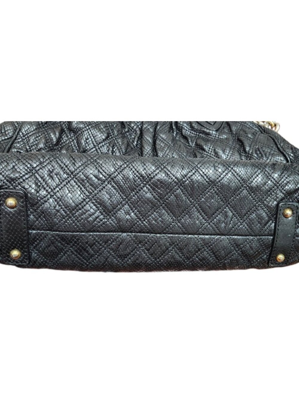 Marc Jacobs Rare Vintage Reptile Embossed Leather Bag Black Chain Strap Satchel - Picture 11 of 16